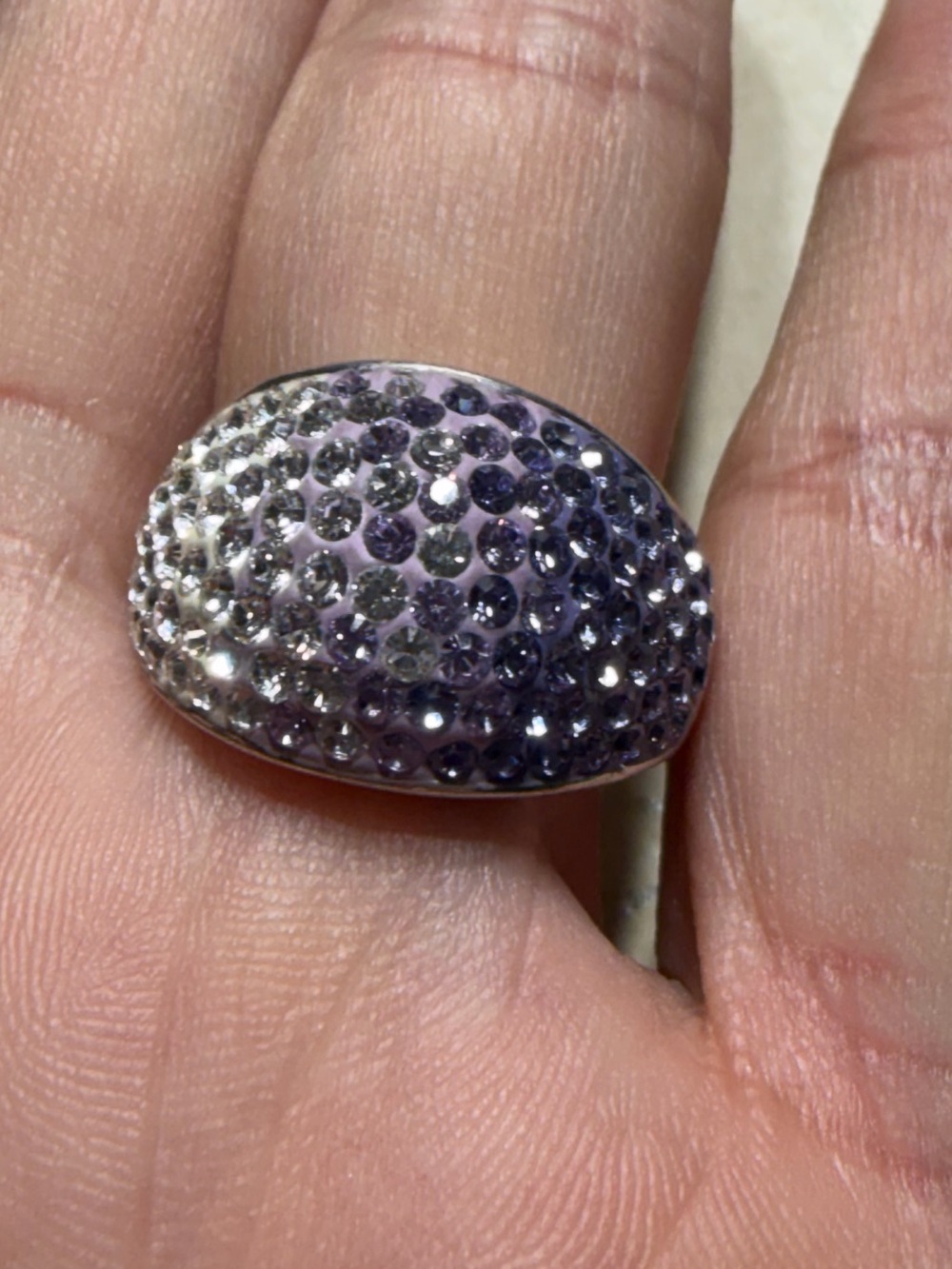 925 AU Sterling Silver Paved Ring Size 9